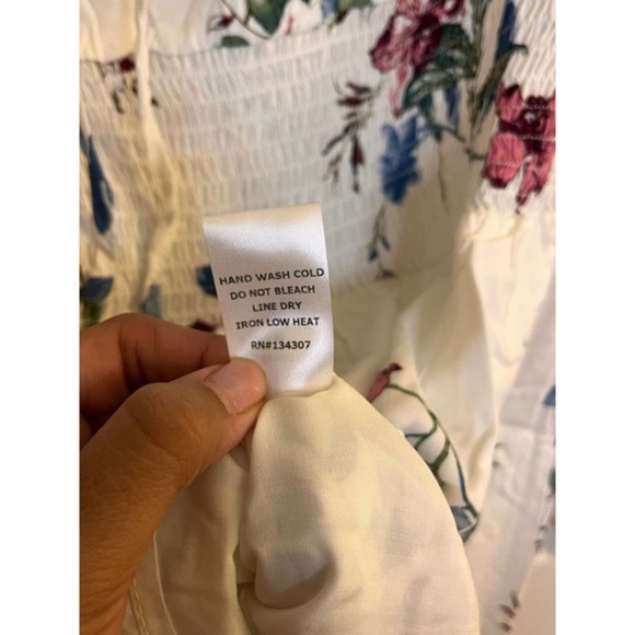 Urban Outfitters Lumiere Ivory/Red/Blue Floral Print Dress SZ M - Picture 11 of 16